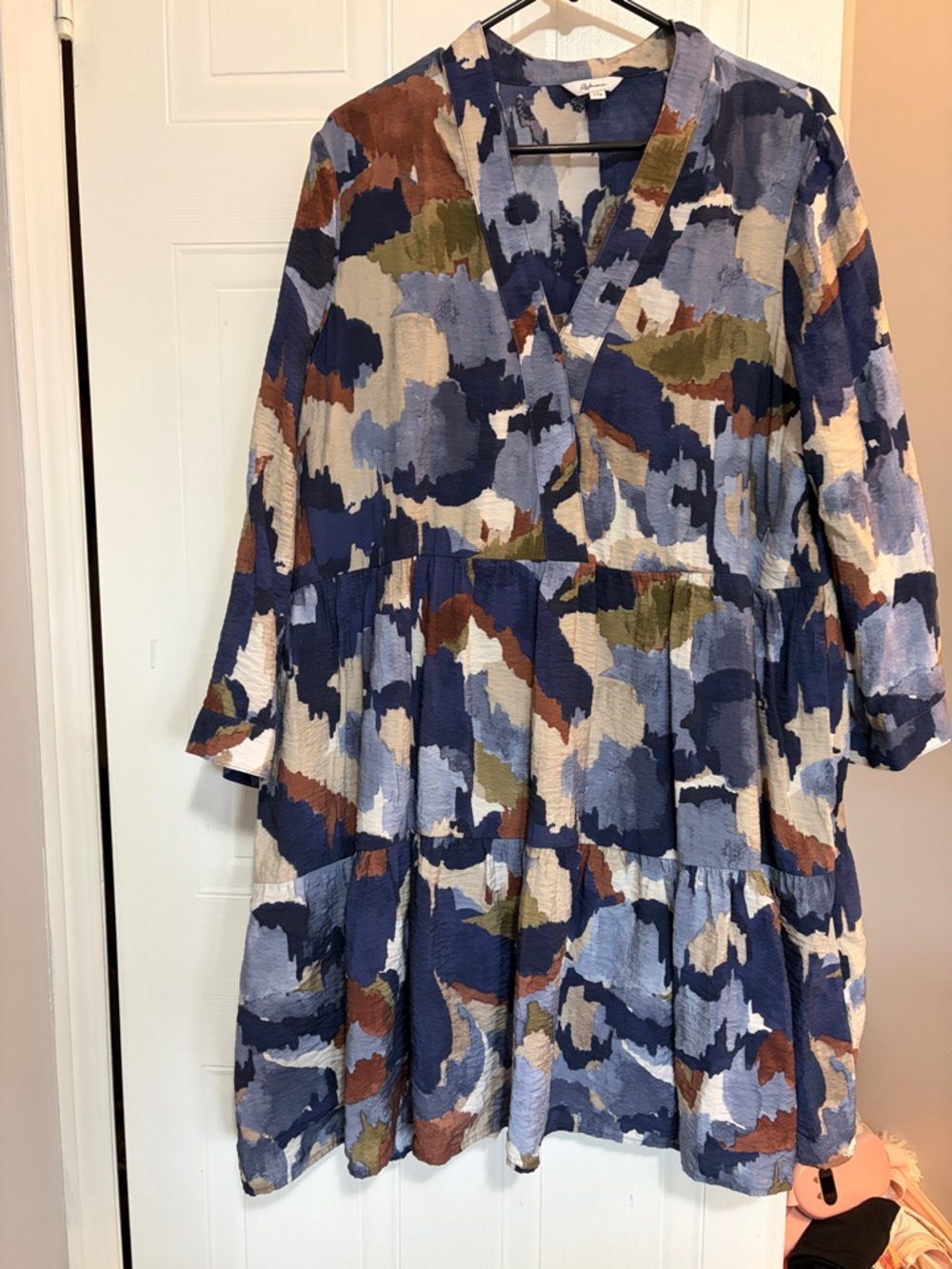 Reitmans Blue, White & Brown Tie-Dye XXL Top